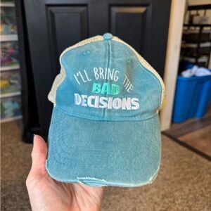 Blue and Cream Trucker Hat IIl Bring The Bad Decisions